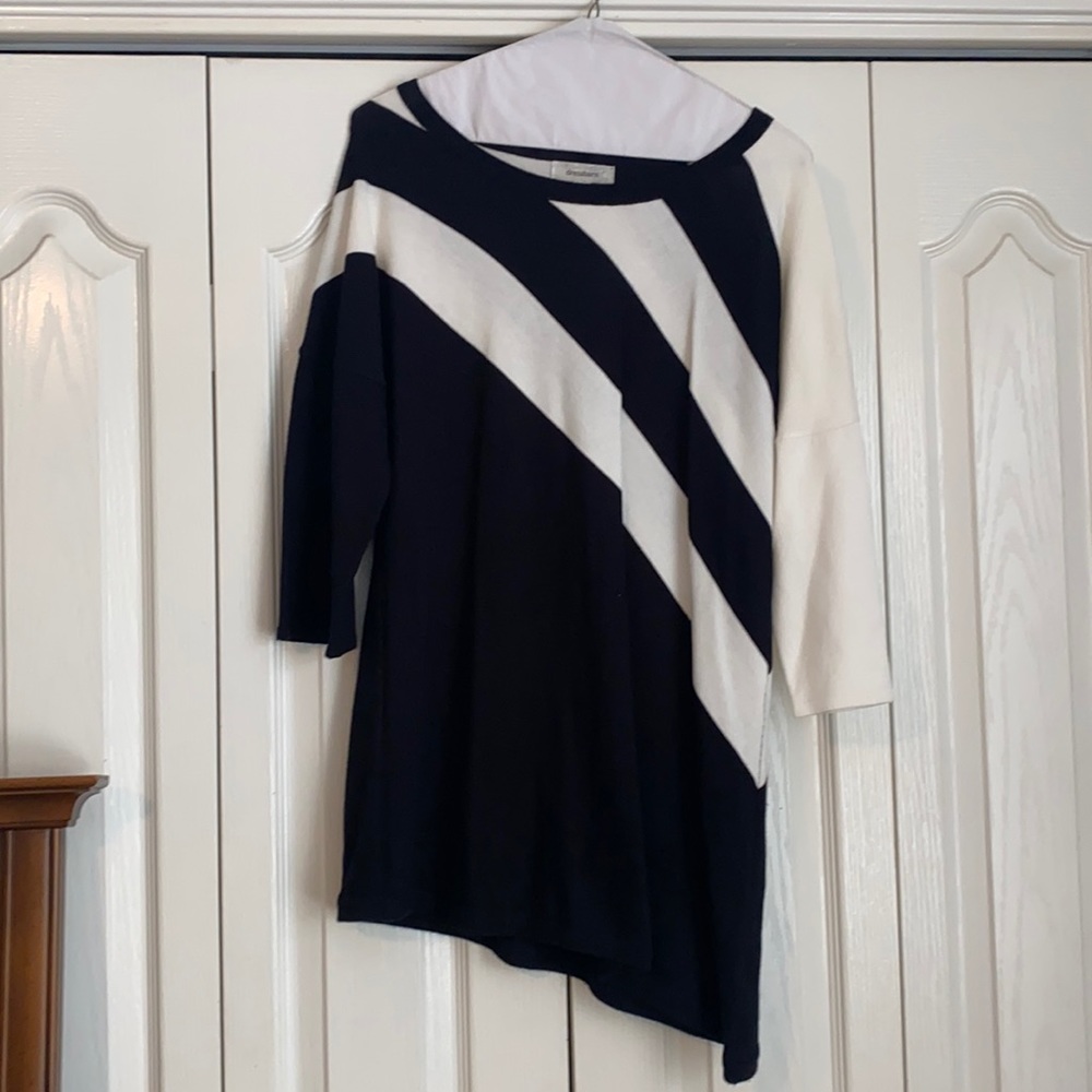 Black and white asymmetrical sweater tunic/dress